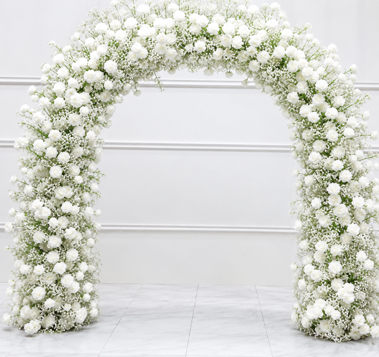 Luxury White Rose & GYP Arch