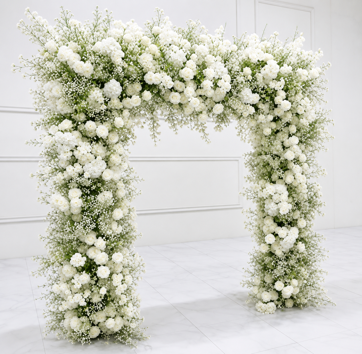 Luxury Oversized Square White Rose & GYP Arch