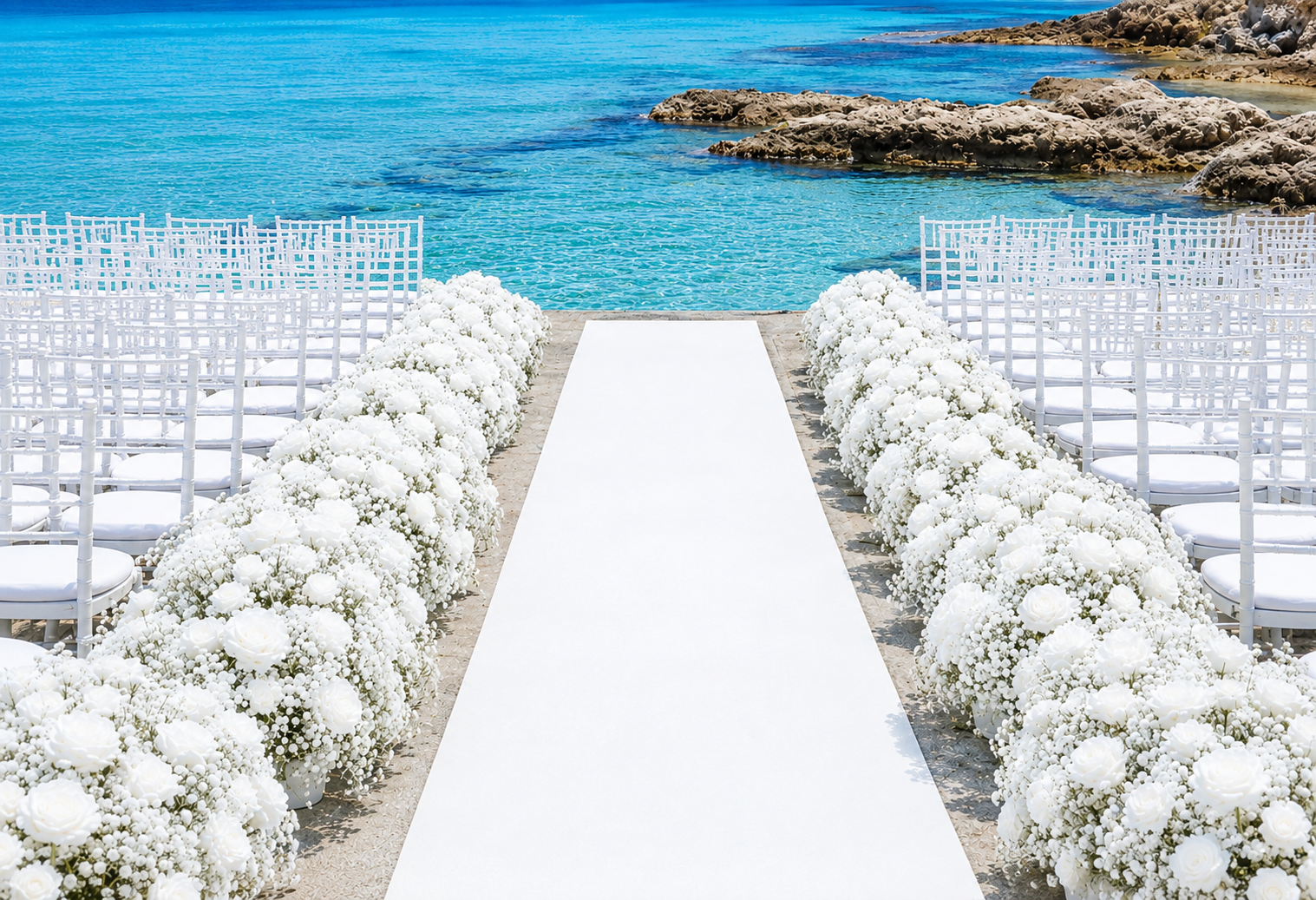 Luxury Artifical Runners Of Full Effect White Roses And GYP