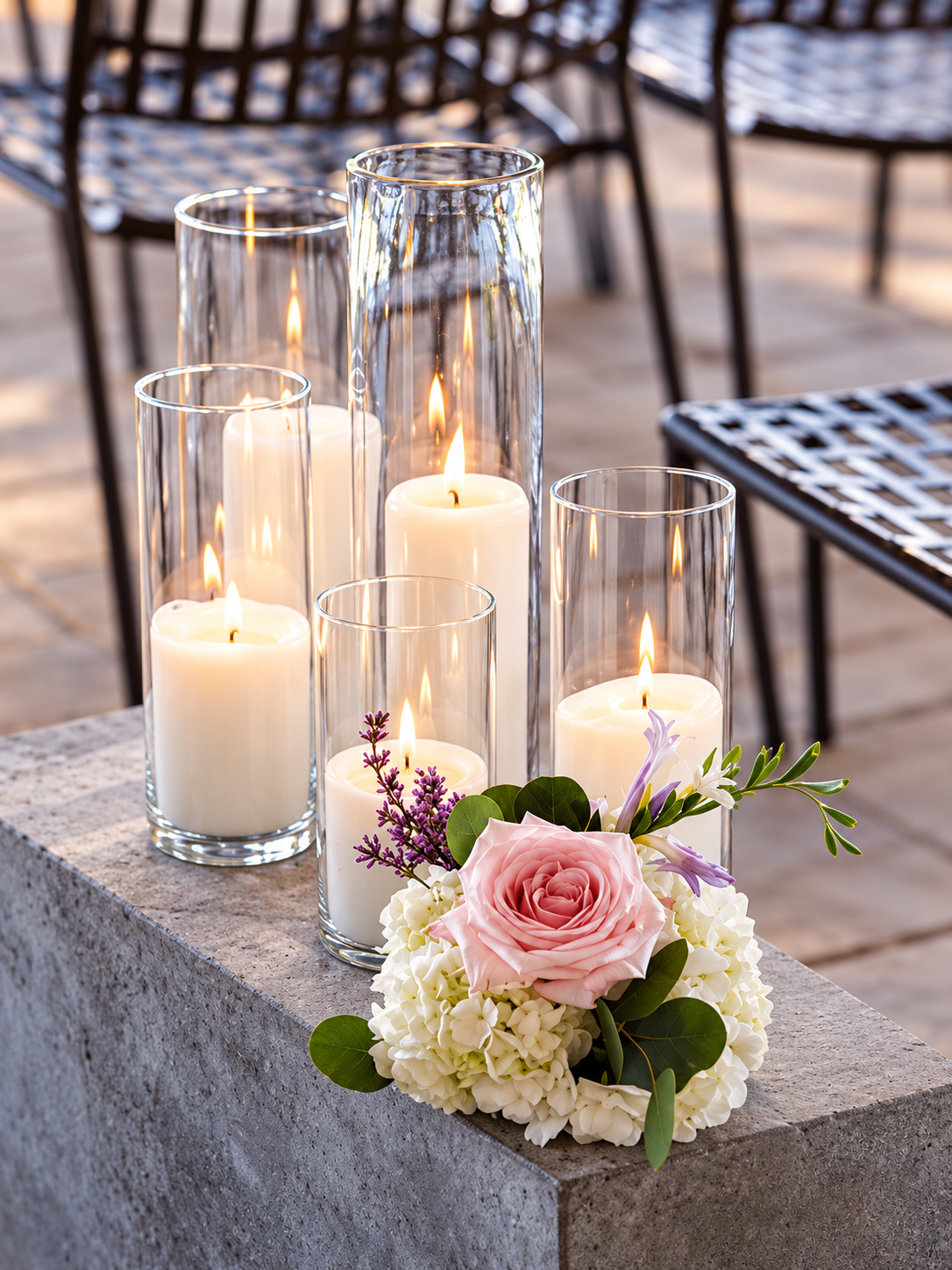 6 Pillar Glass Candle Set