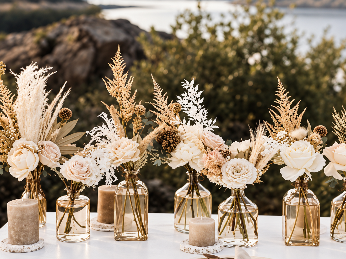 Beige Pampas Grass Vase