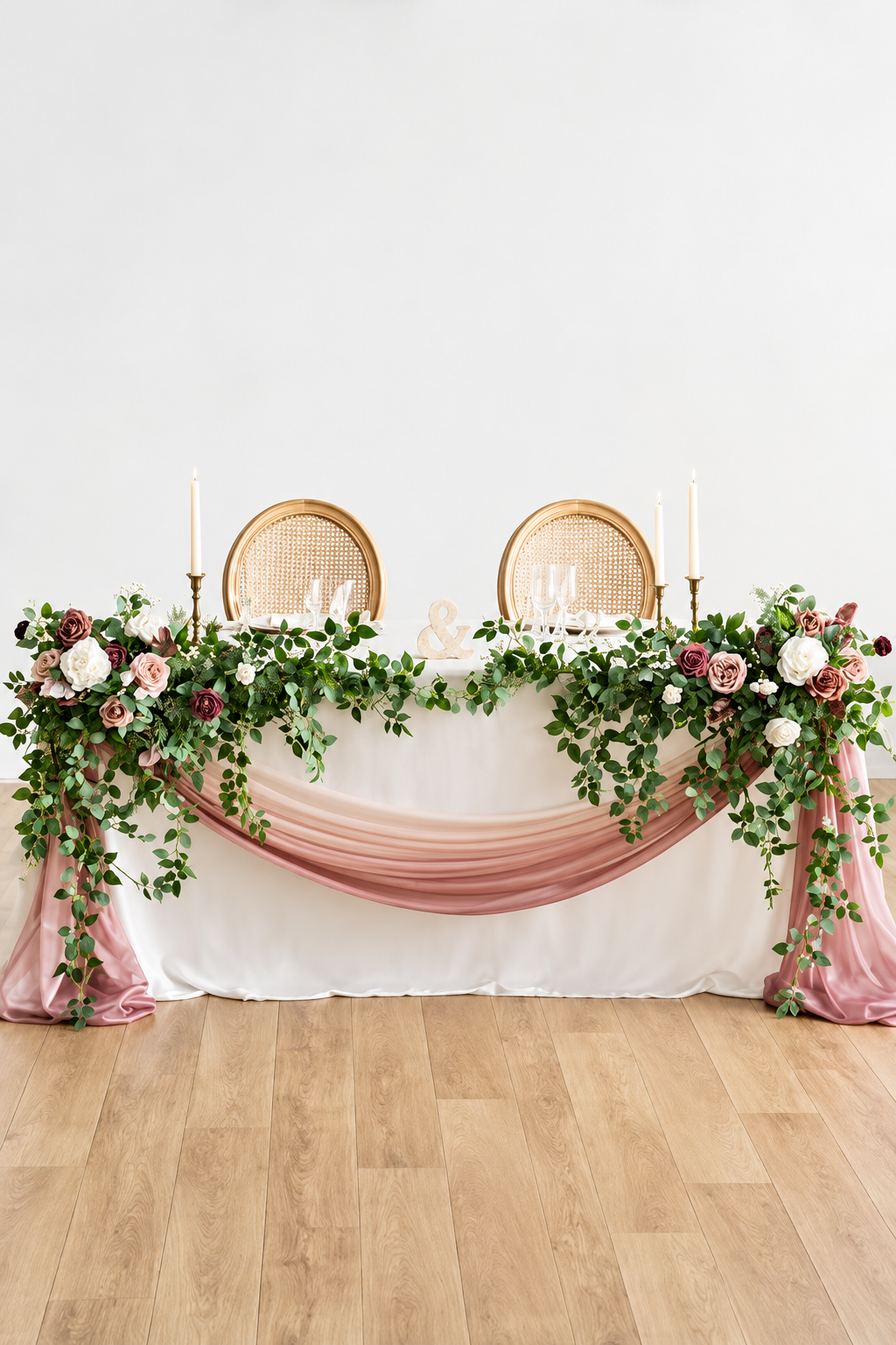 Curtain Swag Style 1 With Flowers. As Pictured. Colour: Rose