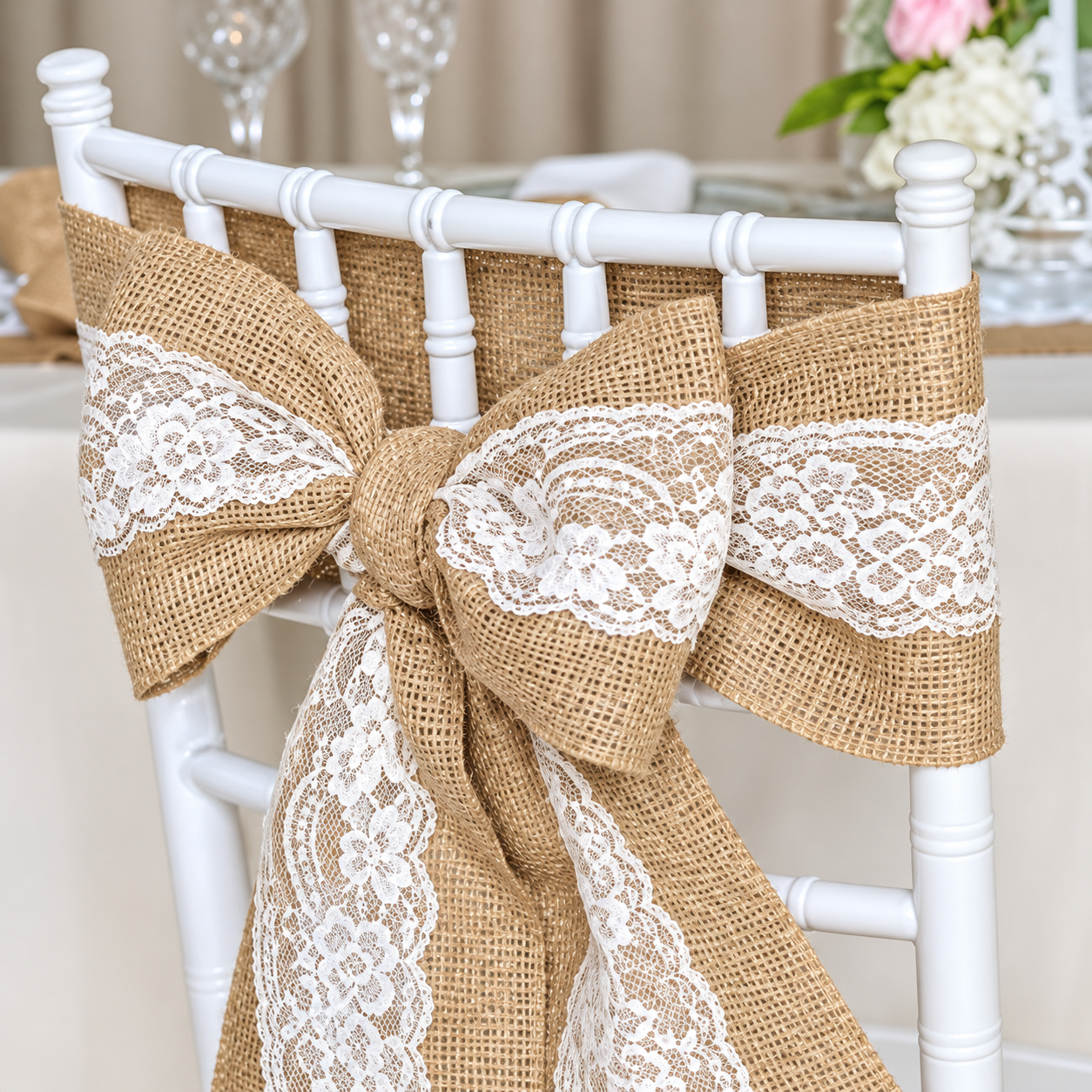 Hessian & Lace Bow