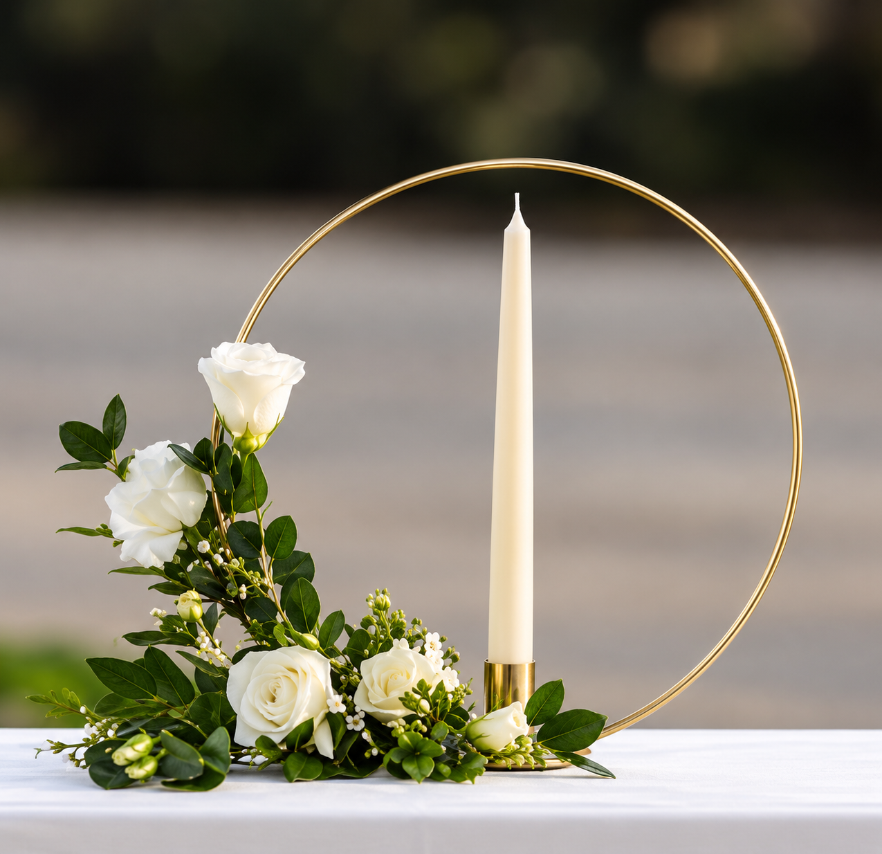 Gold Hoop with Taper Candles 32CM