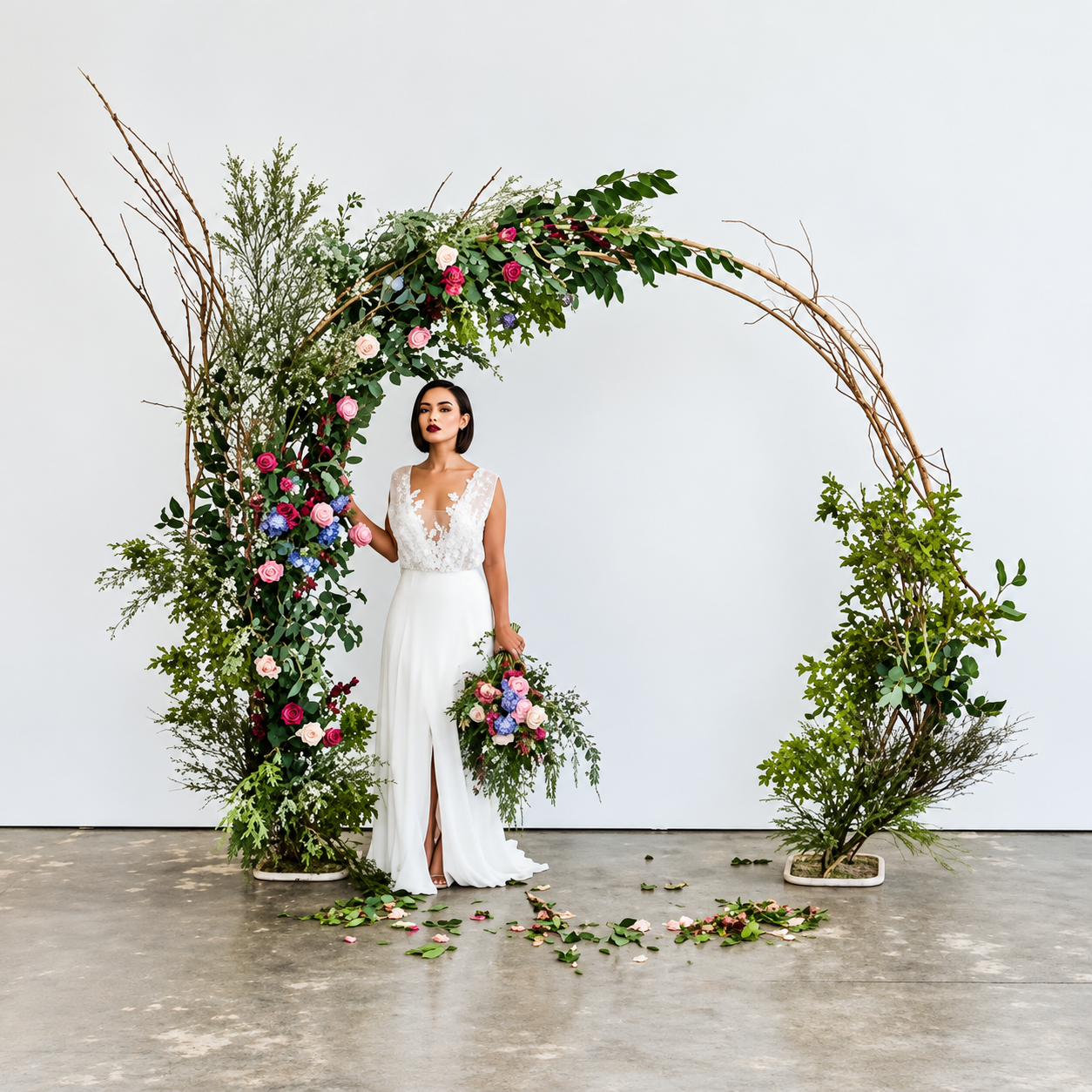 Gold Ladder Foliage Hoop Oversized Foliage & Wild Rustic Flowers
