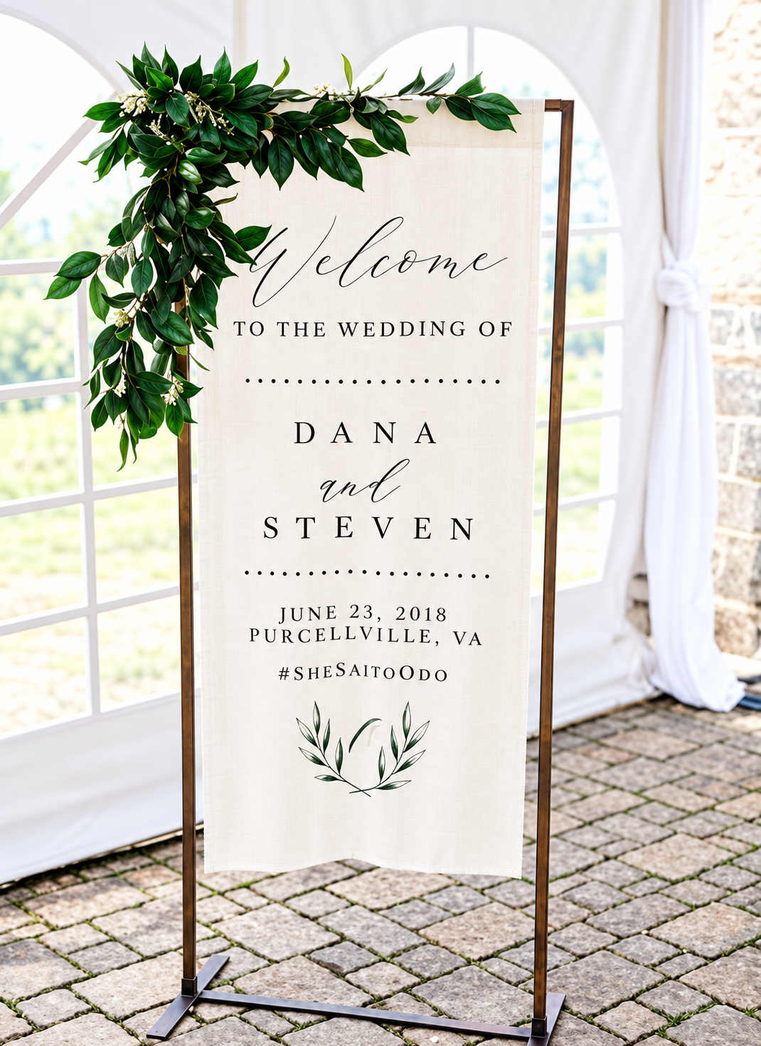 Gold Narrow Frosted Acrylic Welcome Sign