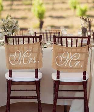 Mr & Mrs Hessian Chair Backs