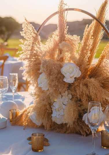 Pampas Grass & Dried Grass Circle Hoop Table Centrepiece 50CM