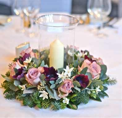 Foliage & Flower Hurricane Vase