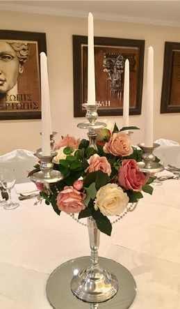 Gorgeous 5 Arm Candelabra With Or Without Artificial Flowers Of Your Choice And Pearls/Diamante Accessories With Mirror 
