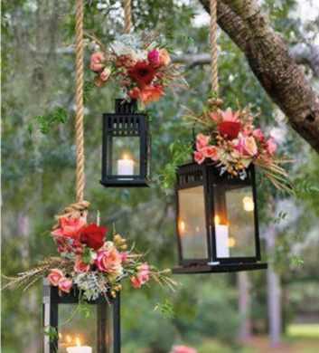 A Pair or Miniature Lanterns Supplied With Tealights