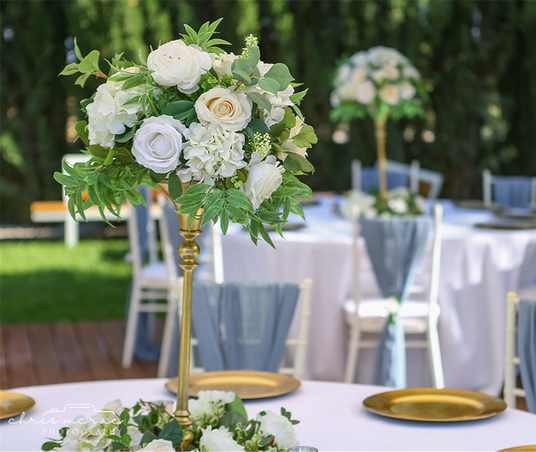 White & Silver Top Lantern with Foliage and Flowers