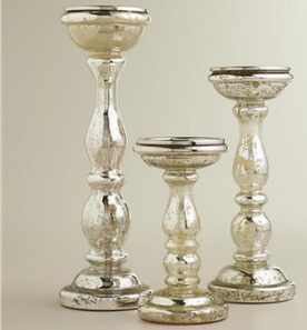 Set of 3 Candle Pillars Champagne Crackle & Candles