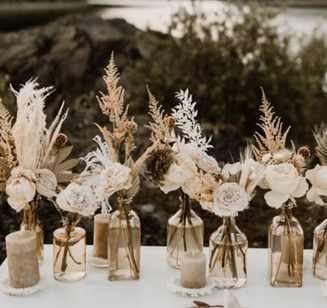 Beige Pampas Grass Vase