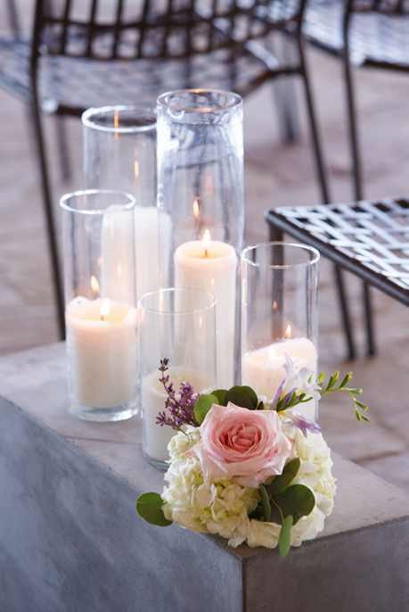 6 Pillar Glass Candle Set