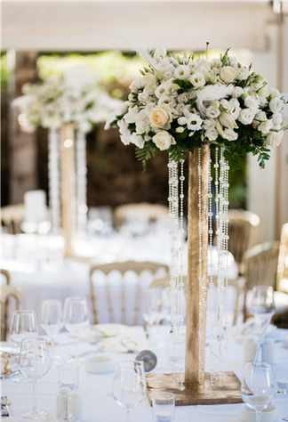 3 Gorgeous White & Blush Flower Timeless Arrangement on a Gold Candelabra Flower Stand