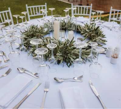 XL Real Olive Leaf Rings with 3 Pillar Glassware
