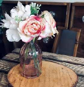 Rustic Log & Blush Flowers