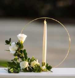 Gold Hoop with Taper Candles 32CM