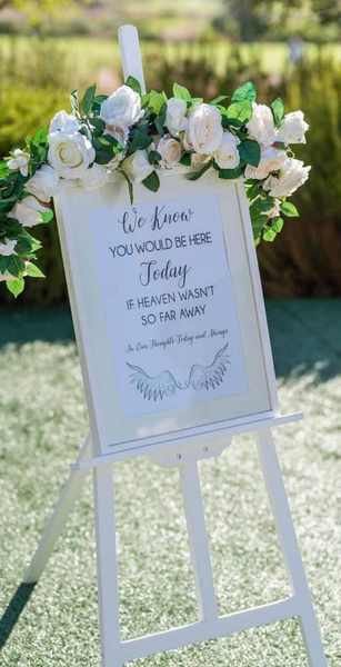 Memory Sign, Easel & Flowers We Knew You Would Be Here