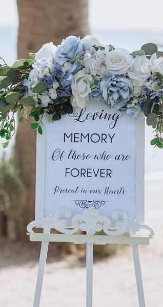 Memory Sign, Easel & Flowers in Loving Memory