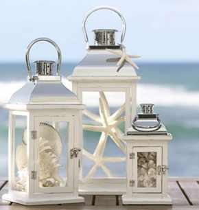 Set of 3 White & Silver Lanterns