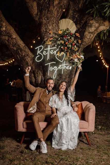 Better Together Neon Sign With Flower Back Colour Coordinating