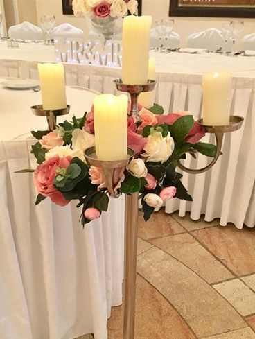 Gorgeous 6 Arm Silver Floor Standing Candelabra with Artificial Flowers of Your Choice