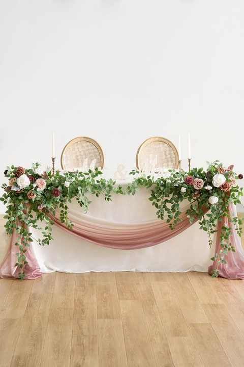 Curtain Swag Style 1 With Flowers. As Pictured. Colour: Rose