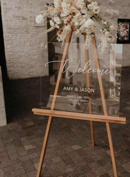Acrylic Pampas Grass Welcome Sign & Easel Personalised