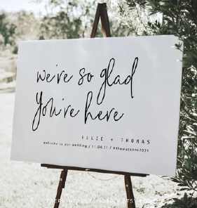 We're So Glad You're Here A2 Size - Black Easel