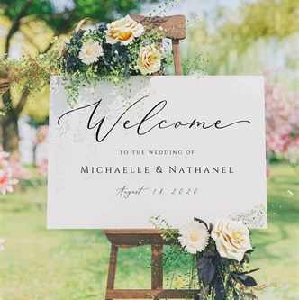 Welcome Sign, Flowers & Easel Landscape A2 Size