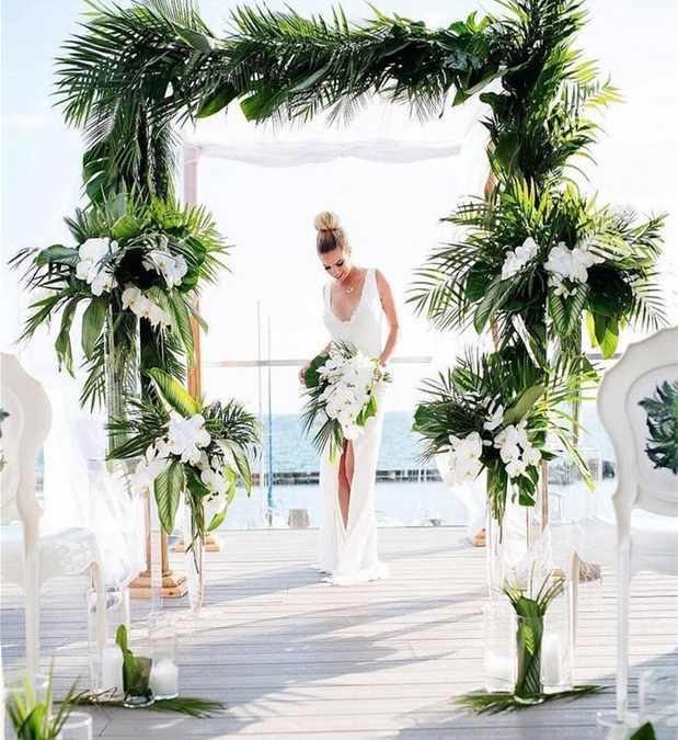 Luxury Modern Leaf & Orchids Arch