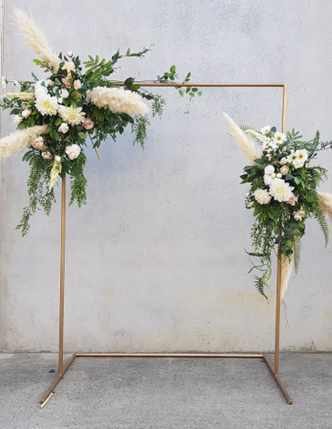 Gold Pampas Grass Frame with Colour Coordinating Flowers of Choice
