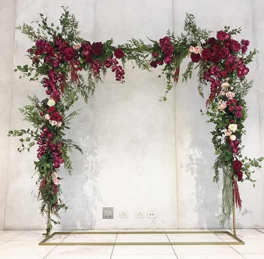 Gold Pampas Grass Frame with Colour Coordinating Flowers of Choice