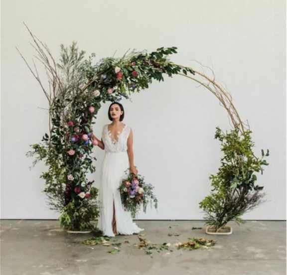 Gold Ladder Foliage Hoop Oversized Foliage & Wild Rustic Flowers