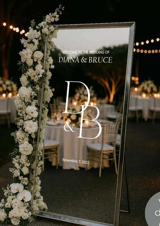 S Initial Selfie Mirror Mirror with Personalisation & Full Flower Side Arch